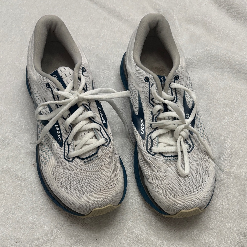 Brooks White and Navy Athletic Shoes